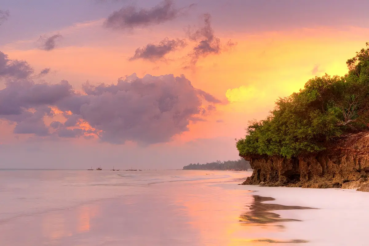 Sunrise over the sea at Diani