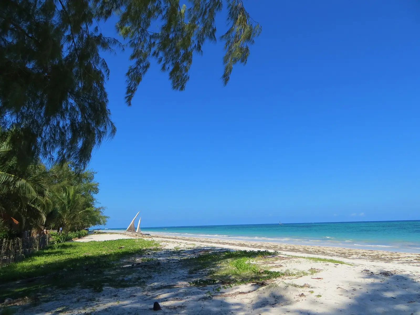 White sand and turquoise water at Diani Beach