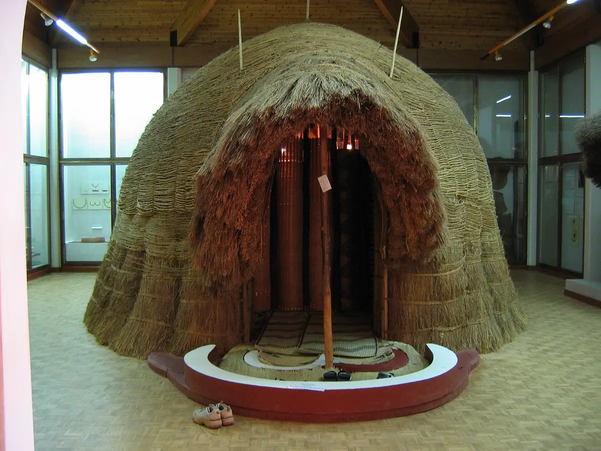 A reconstructed royal hut inside the Ethnographic Museum