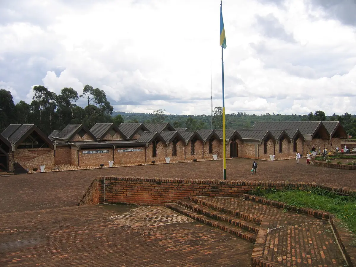 The museum's brick buildings and grounds in Huye