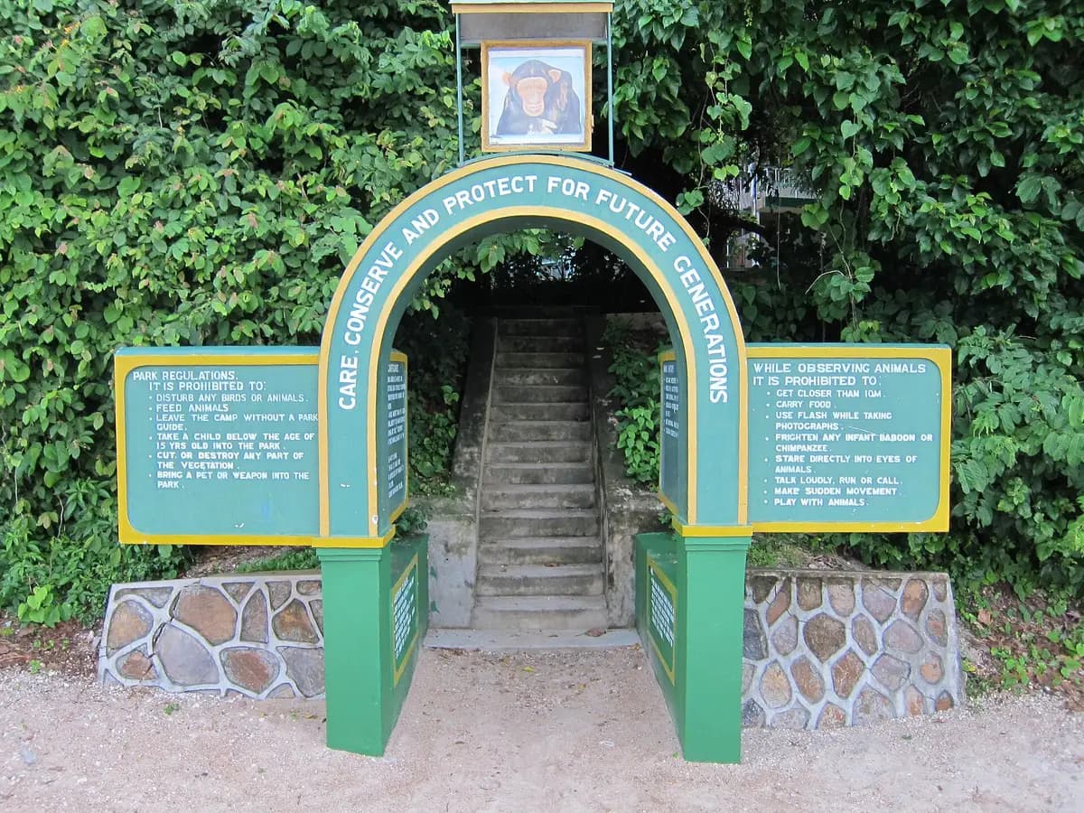The entrance arch to Gombe Stream National Park