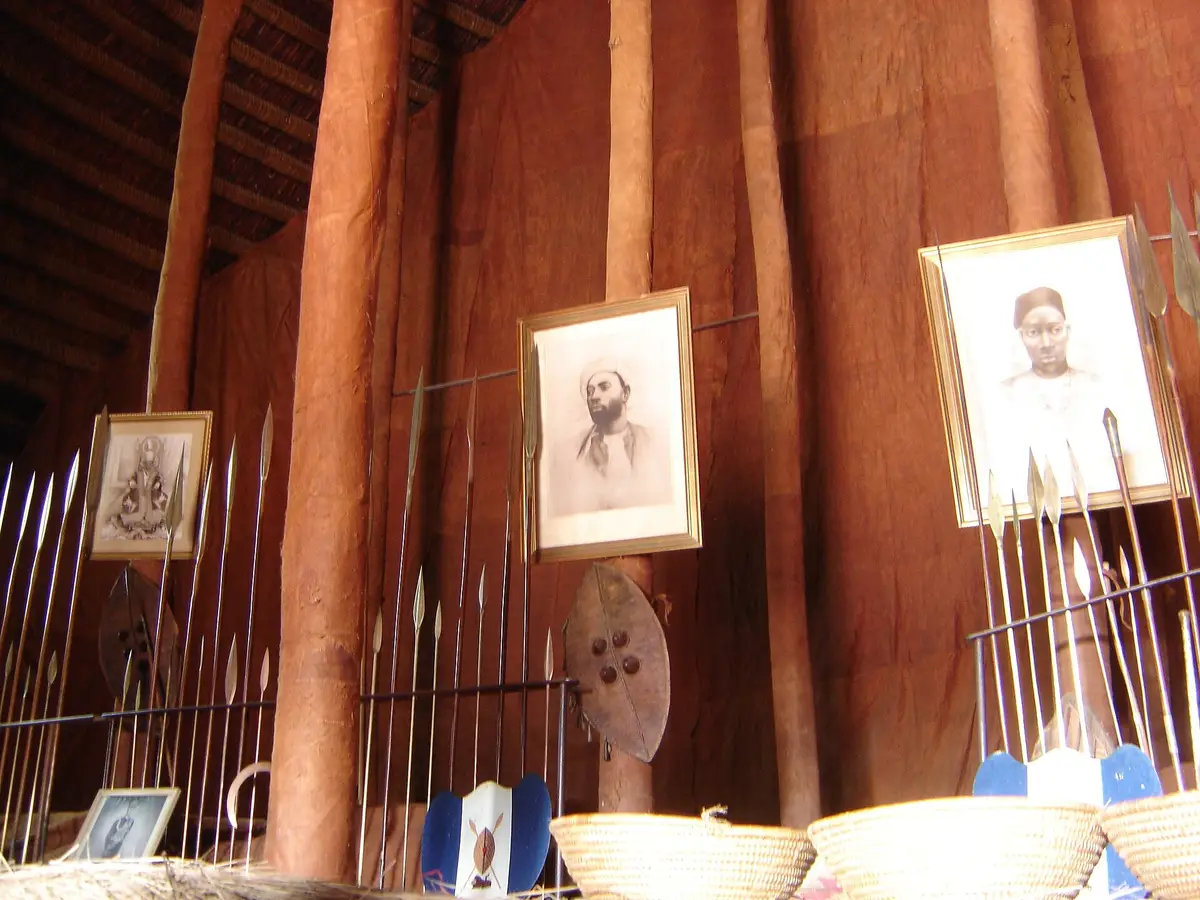 Portraits of Buganda kings inside the Kasubi tomb house