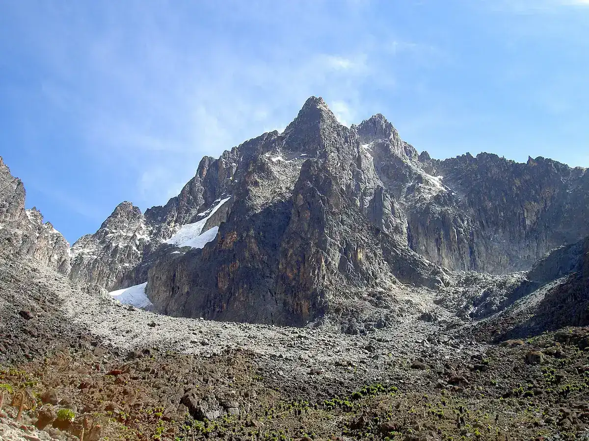 The rocky summits of Batian and Nelion