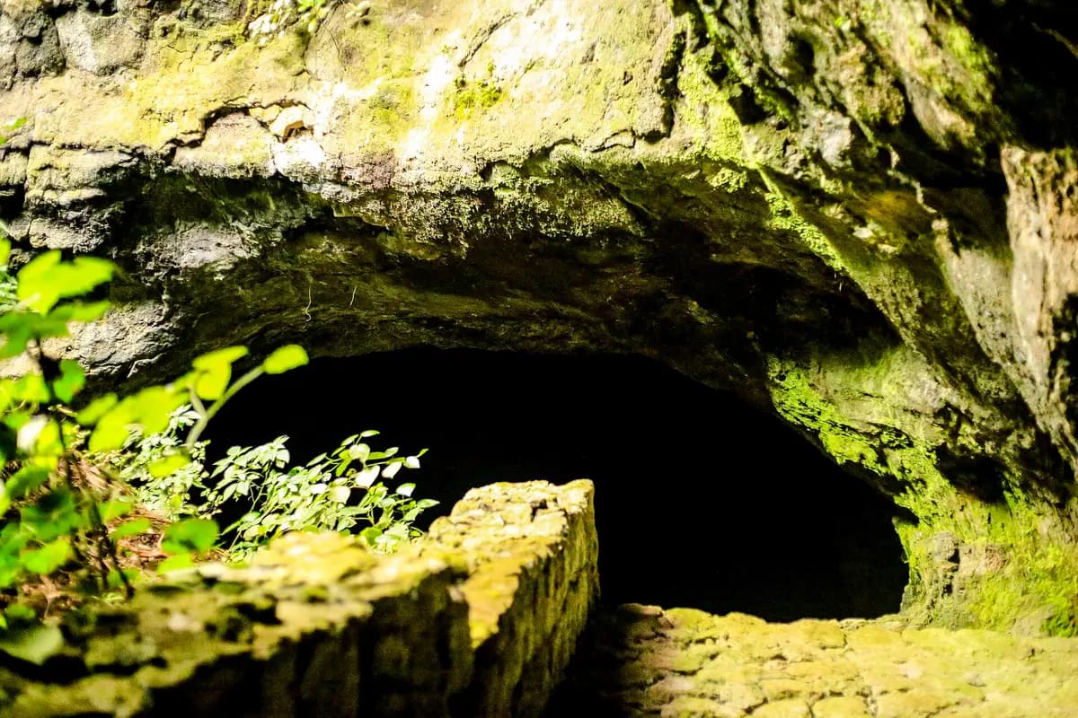 The mouth of the Musanze lava-tube cave