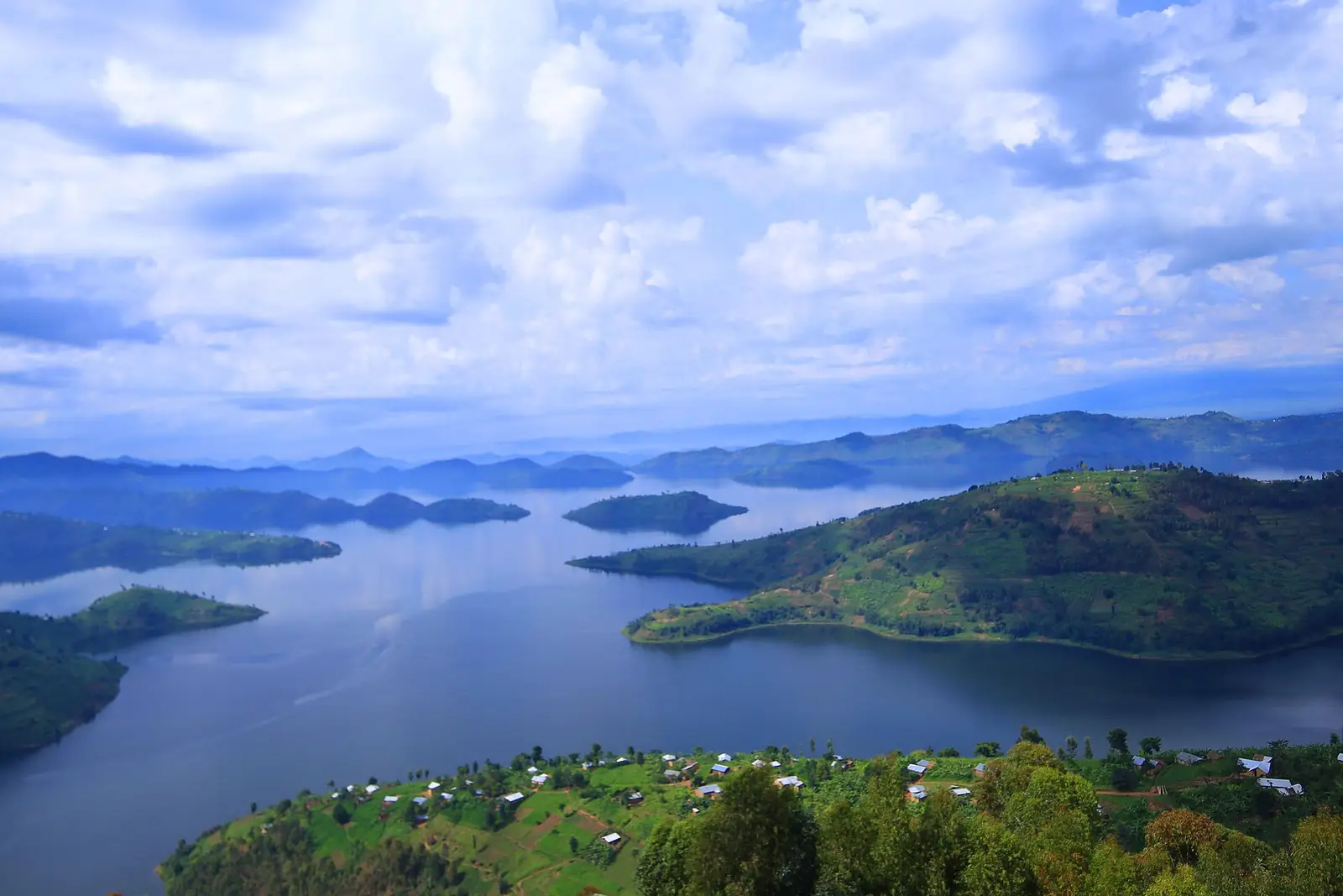 Islands and terraced hills on Lake Burera