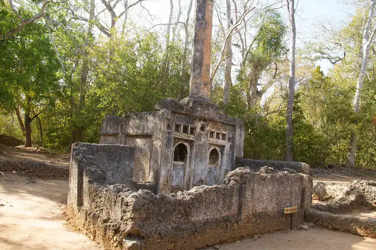 Coral-stone ruins at Gede in coastal forest
