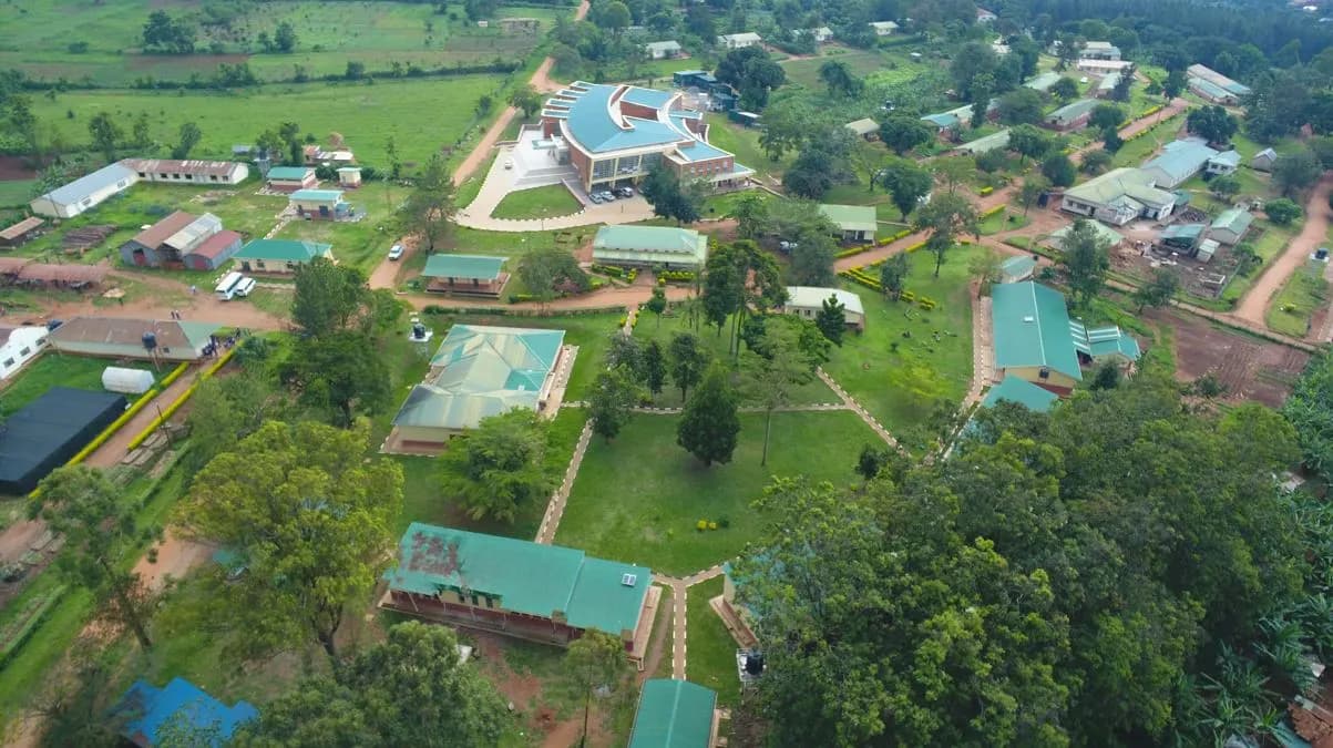 Aerial view of the Bukalasa Agricultural College campus and farmland