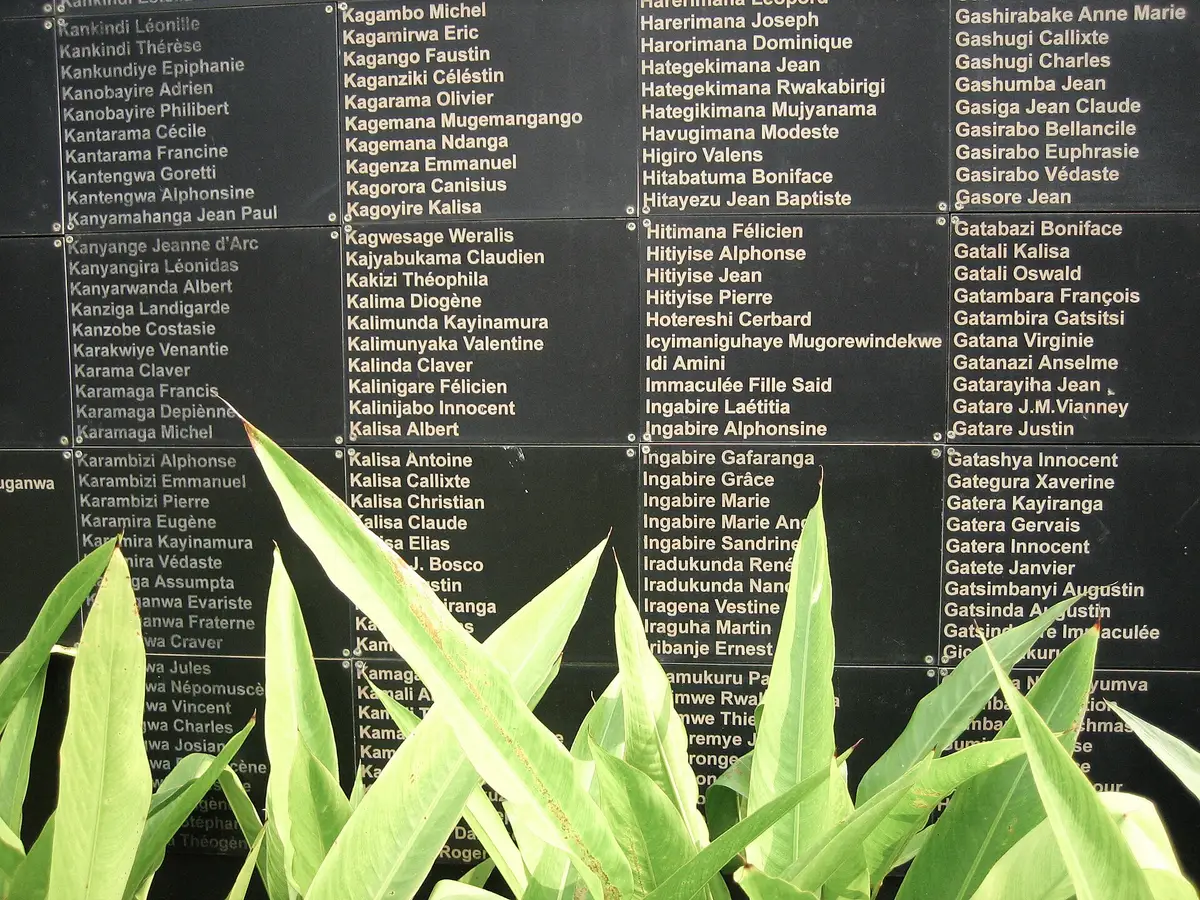 Names of victims engraved on the memorial wall